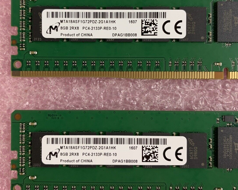 Micron MTA18ASF1G72PDZ-2G1A1HK 8 GB 2RX8 PC4-2133P-RE0-10 Server RAM Tested