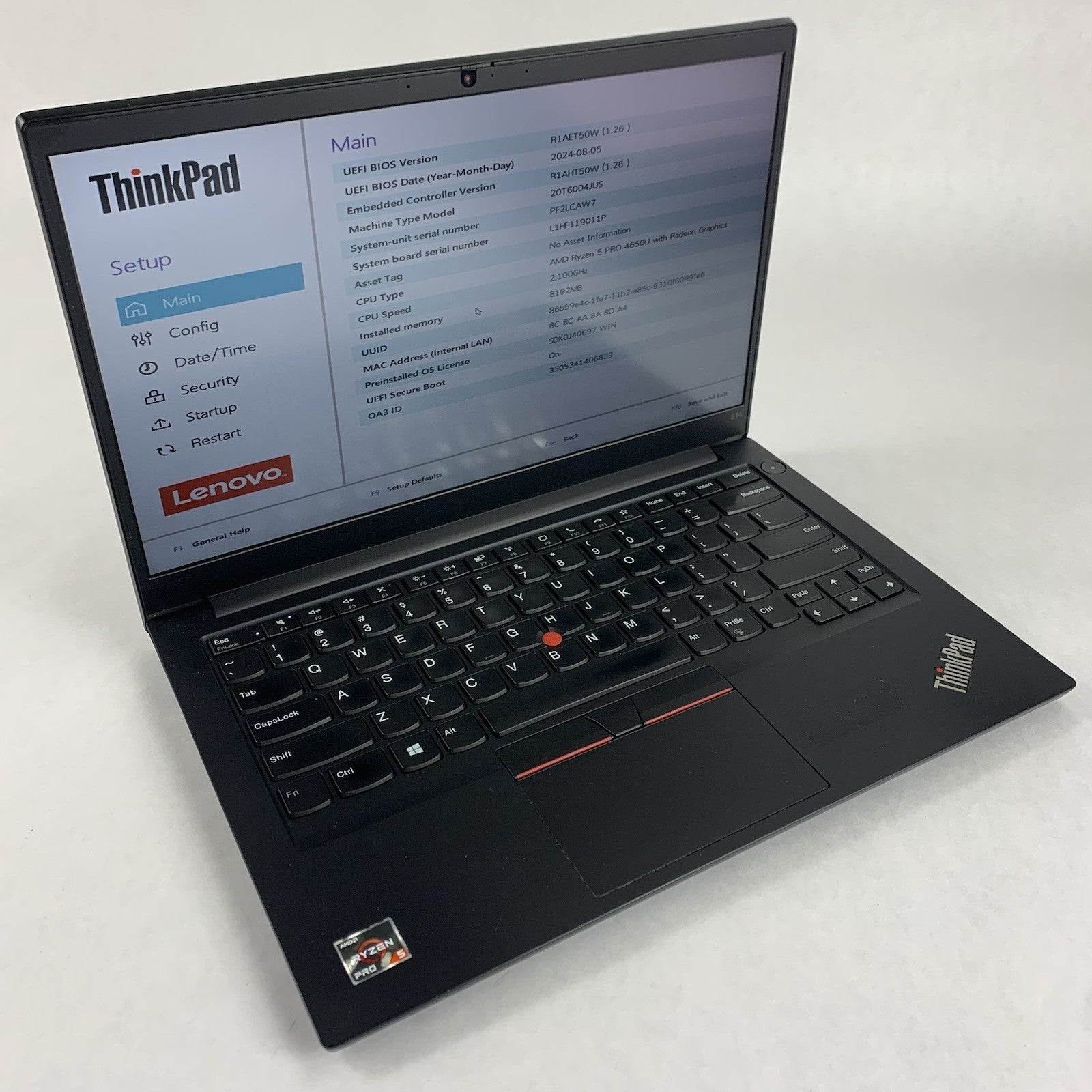 Lenovo ThinkPad E14 Gen 2 14" Ryzen 5 PRO 4650U 2.1 GHz 8 GB Ram No OS/HDD/AC0