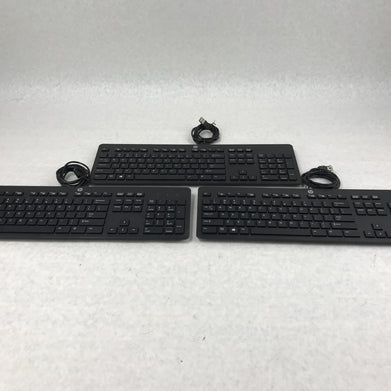 Lot of 3 HP PH0U Slim USB Multimedia Wired Desktop PC Computer Black Keyboard