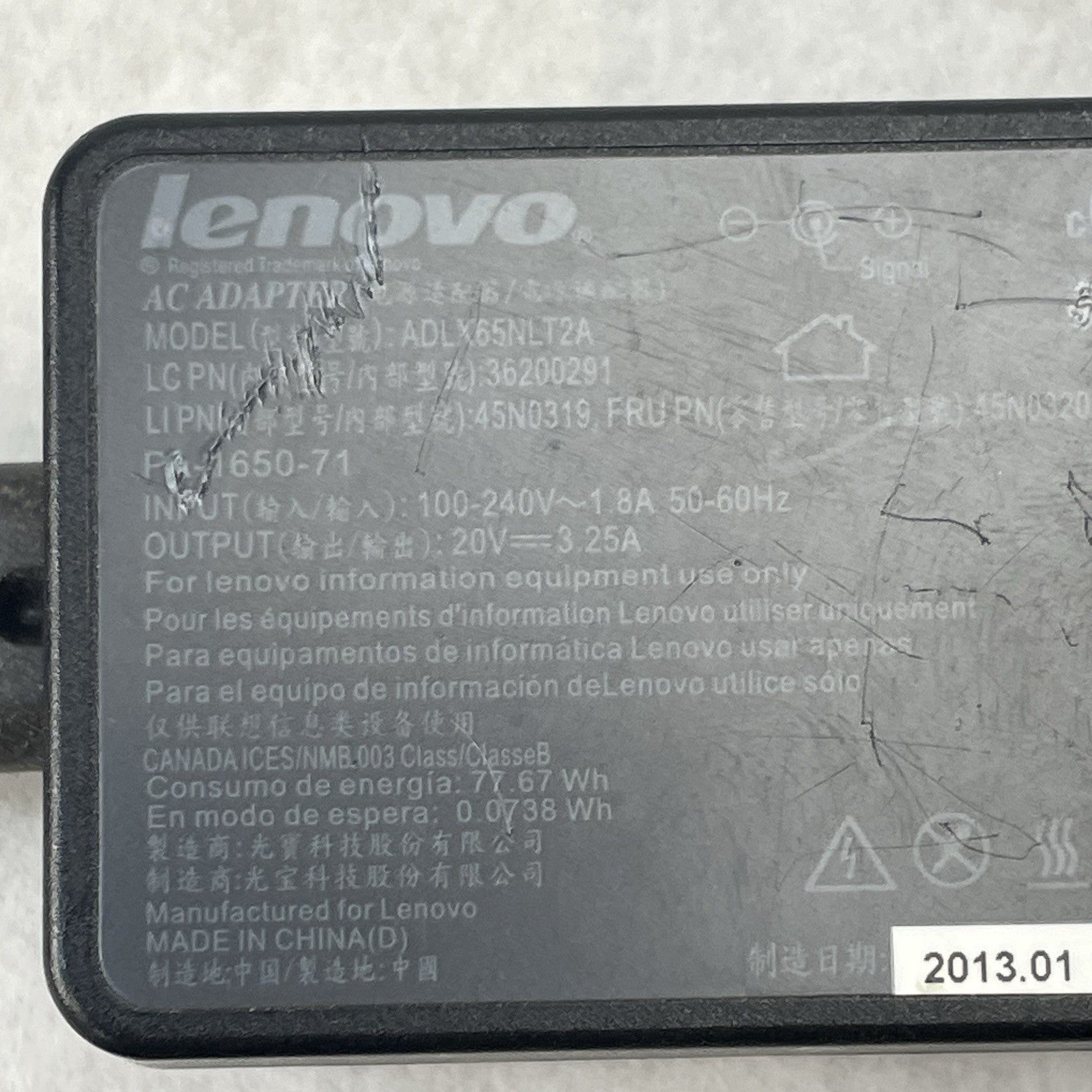 Lenovo ADLX65NLT2A 45N0319 AC Adapter 20V-3.25A Lot of 105