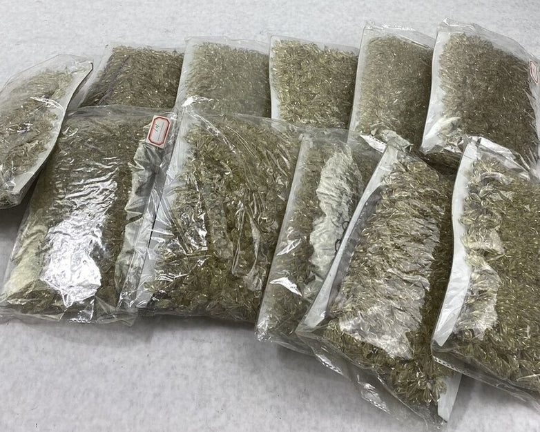 LOT(11) beige teardrop beaded fringe trim (3/8" ribbon + 1" tassels)w x 10 yards