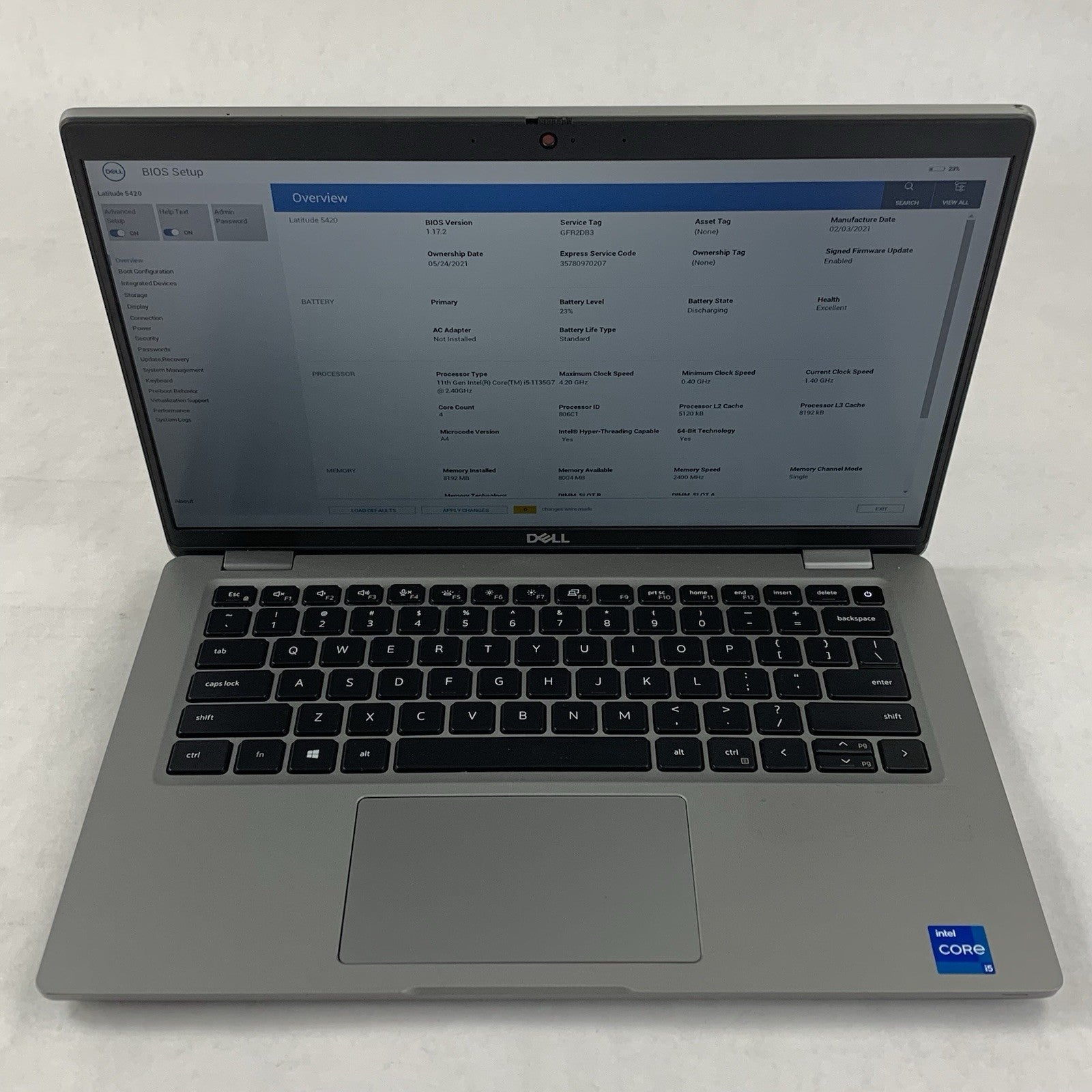 Dell Latitude 5420 14" Laptop i5-1135G7 1.40 GHz 8 GB RAM No SSD/OS/AC1