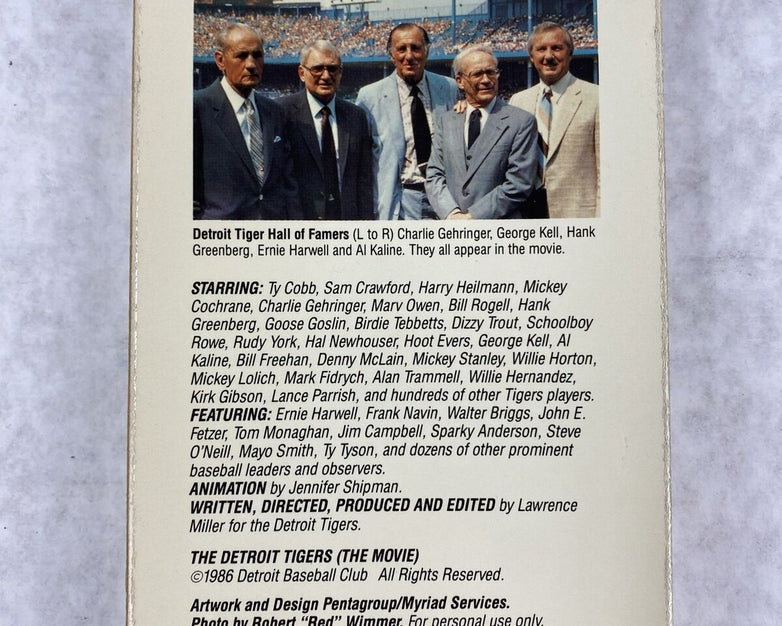 The Detroit Tigers The Movie 1986 by Lawrence Miller Detoit Baseball Club VHS