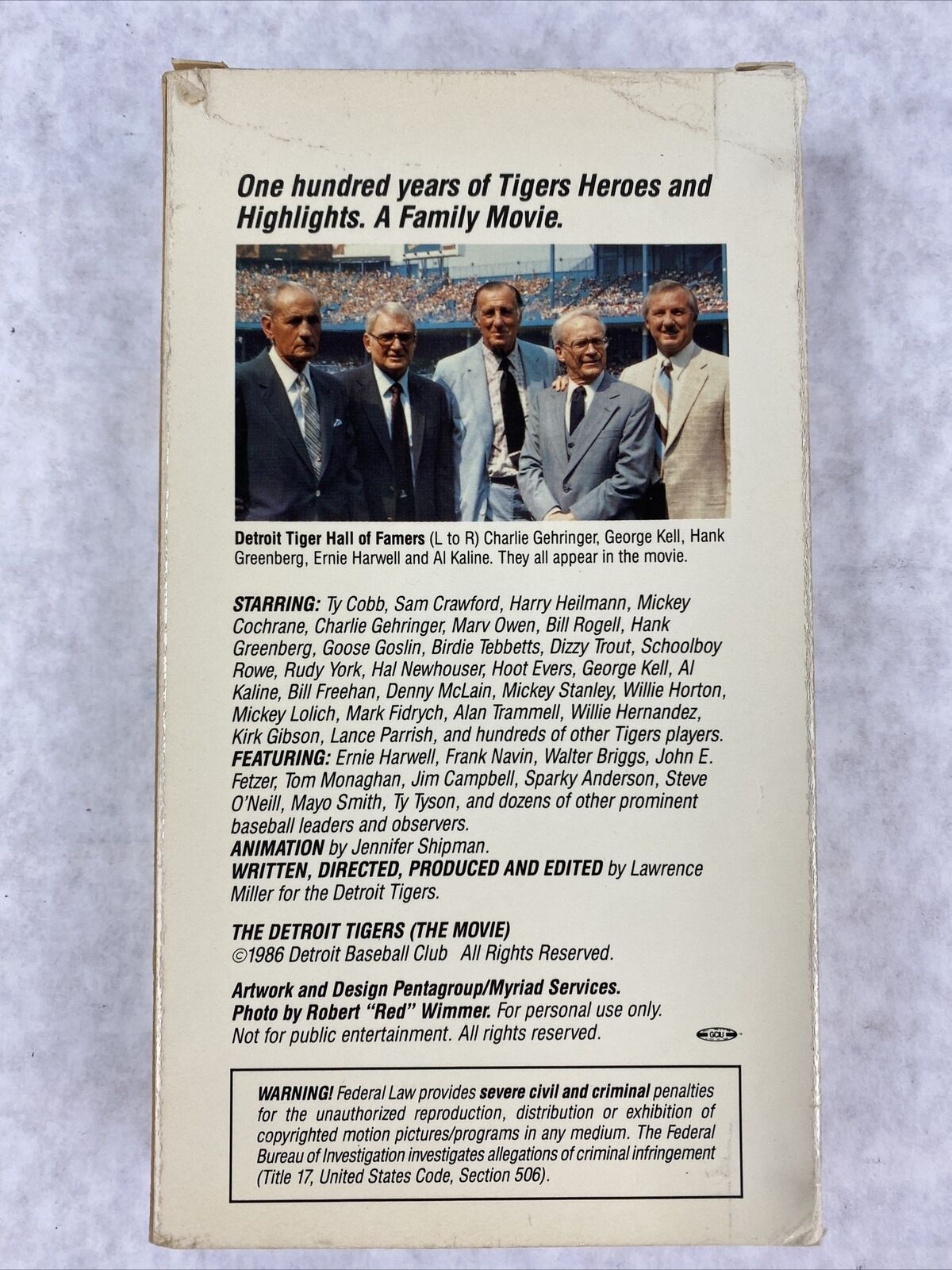 The Detroit Tigers The Movie 1986 by Lawrence Miller Detoit Baseball Club VHS