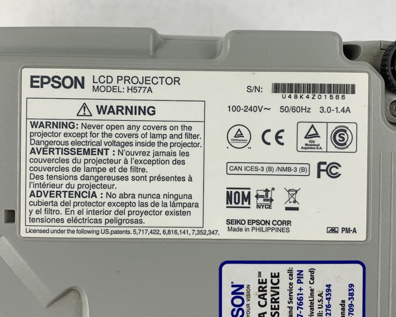 Epson PowerLite 98 H577A LCD Lamp Projector 638 Lamp Hours - No Remote