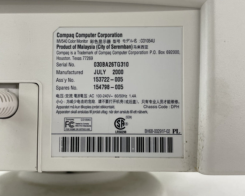 Compaq MV540 15-inch CRT VGA Gaming Monitor Tested