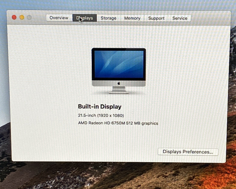 Apple A1311 iMac 2011 21.5" 2.5GHz Core i5 8GB RAM 1TB HDD os10.13.6