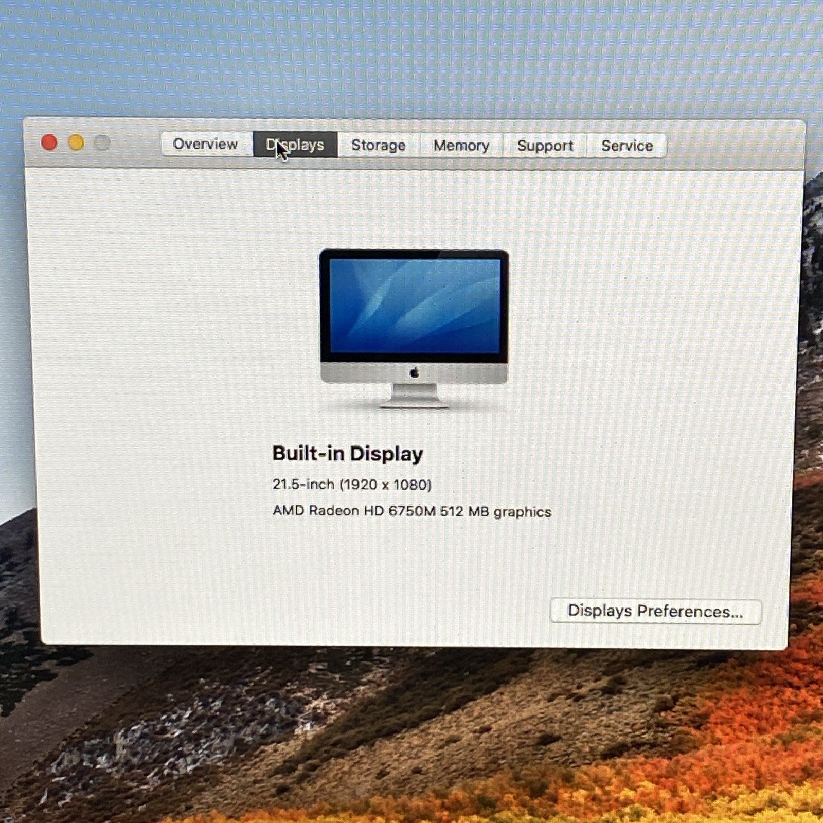 Apple A1311 iMac 2011 21.5" 2.5GHz Core i5 8GB RAM 1TB HDD os10.13.6