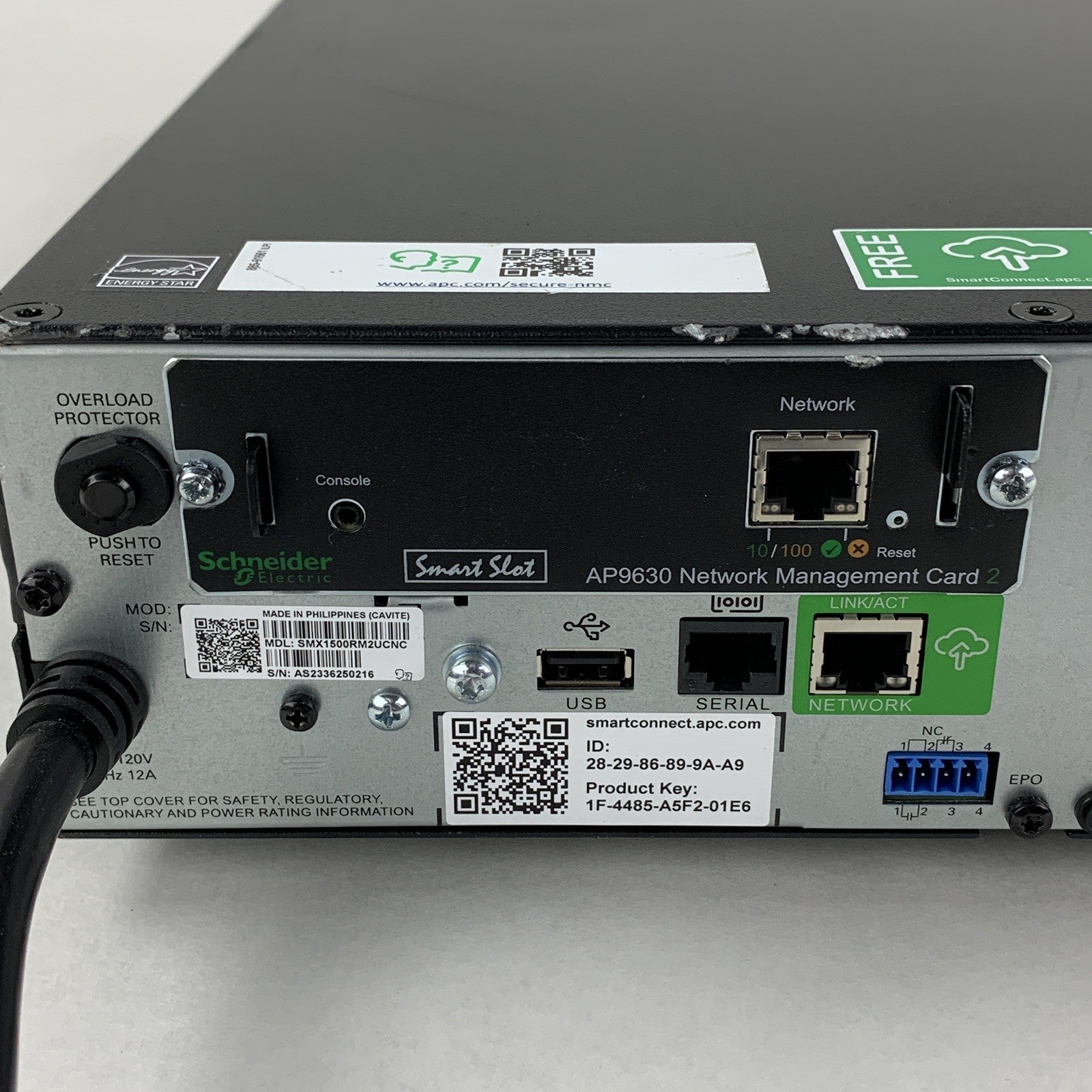 APC SMX1500RM2UCNC Rack Mounted Battery Backup AP9630 Tested No Batts No Caddy