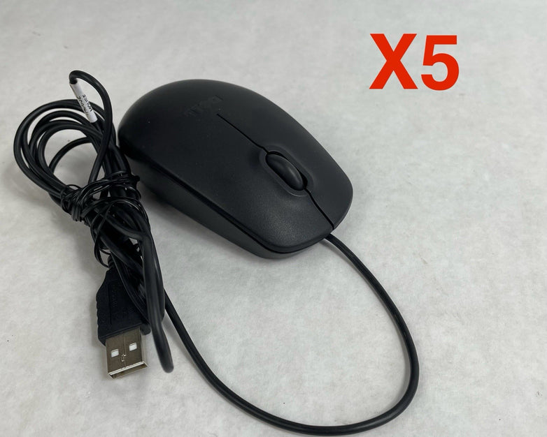Dell USB Wired Scroll Wheel Optical Black Mouse MS111-P Lot of 5