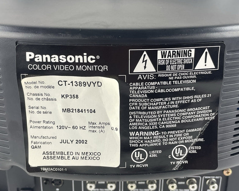Panasonic CT-1389VY 13" Color CRT Video Monitor Panasonic Pro Line