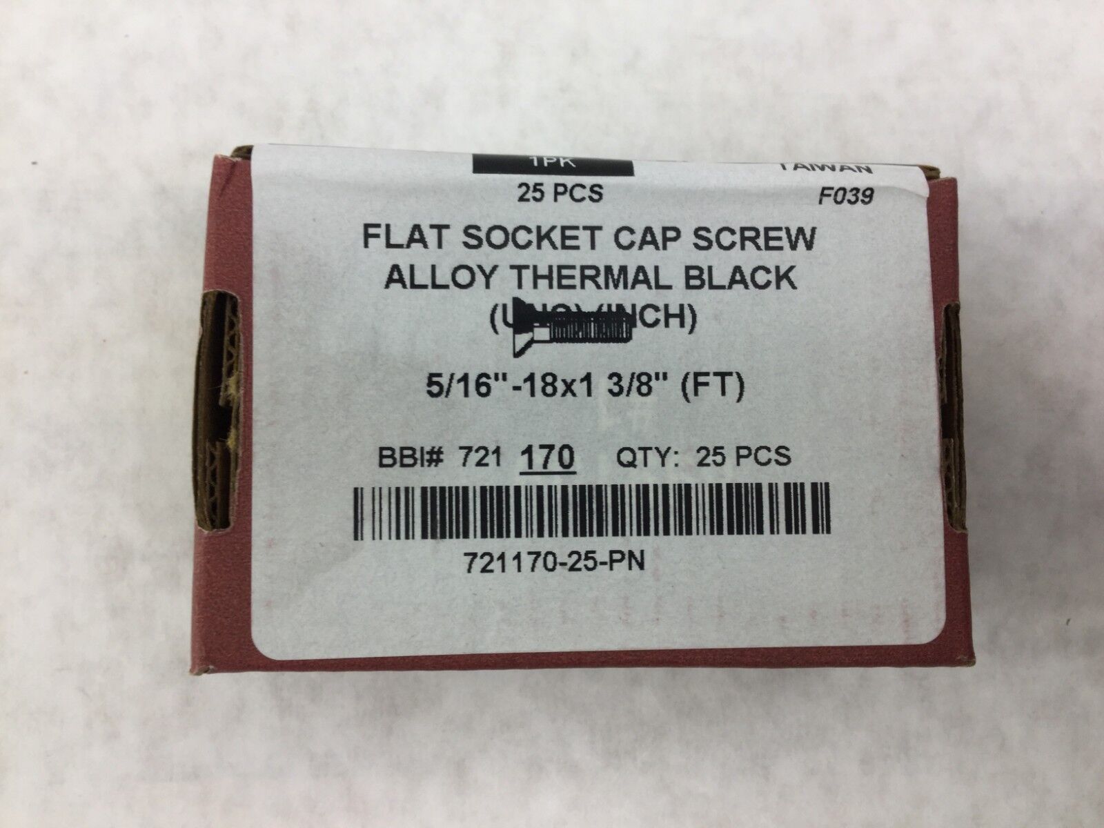 Brighton Flat Socket Cap Screw Alloy Thermal Black 5/16" - 18x1  3/8"  Box of 25