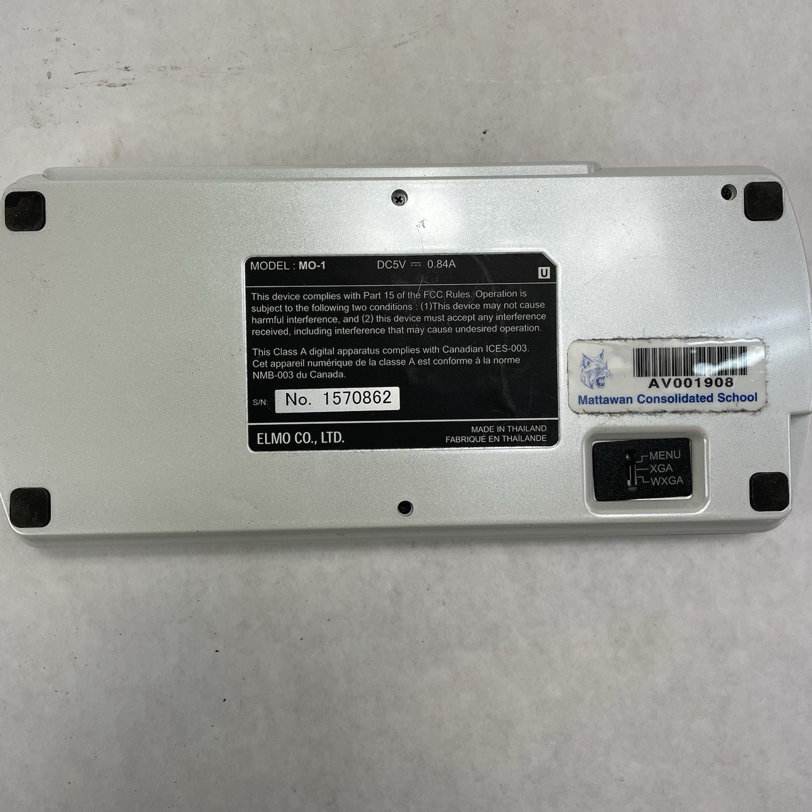 Elmo MO-1 Portable Visual Presenter USB/HDMI Digital Document Camera Untested