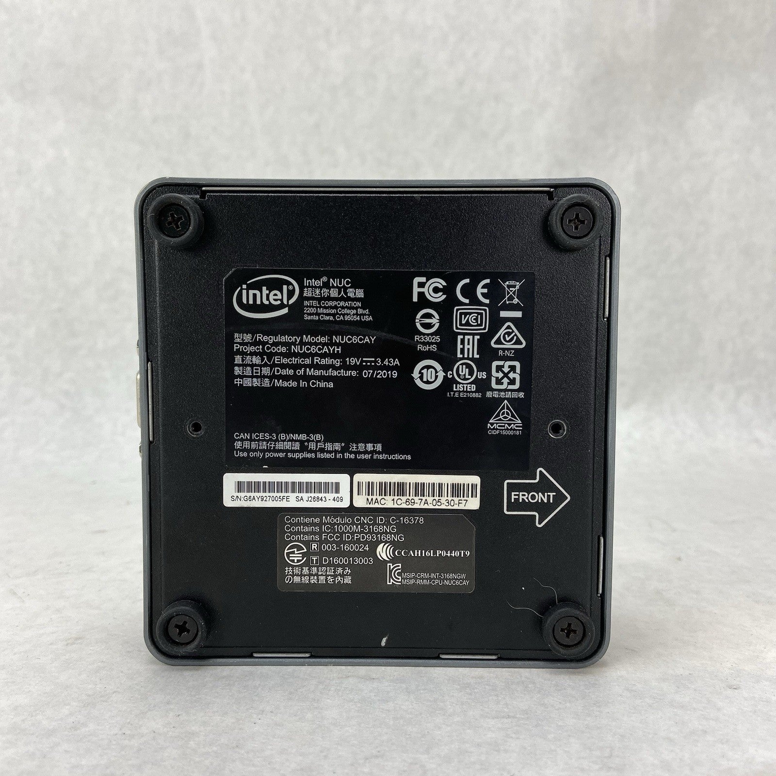 Intel NUC6CAY Micro Intel Celeron J3455 1.5GHz 8GB RAM No HDDOSAC5