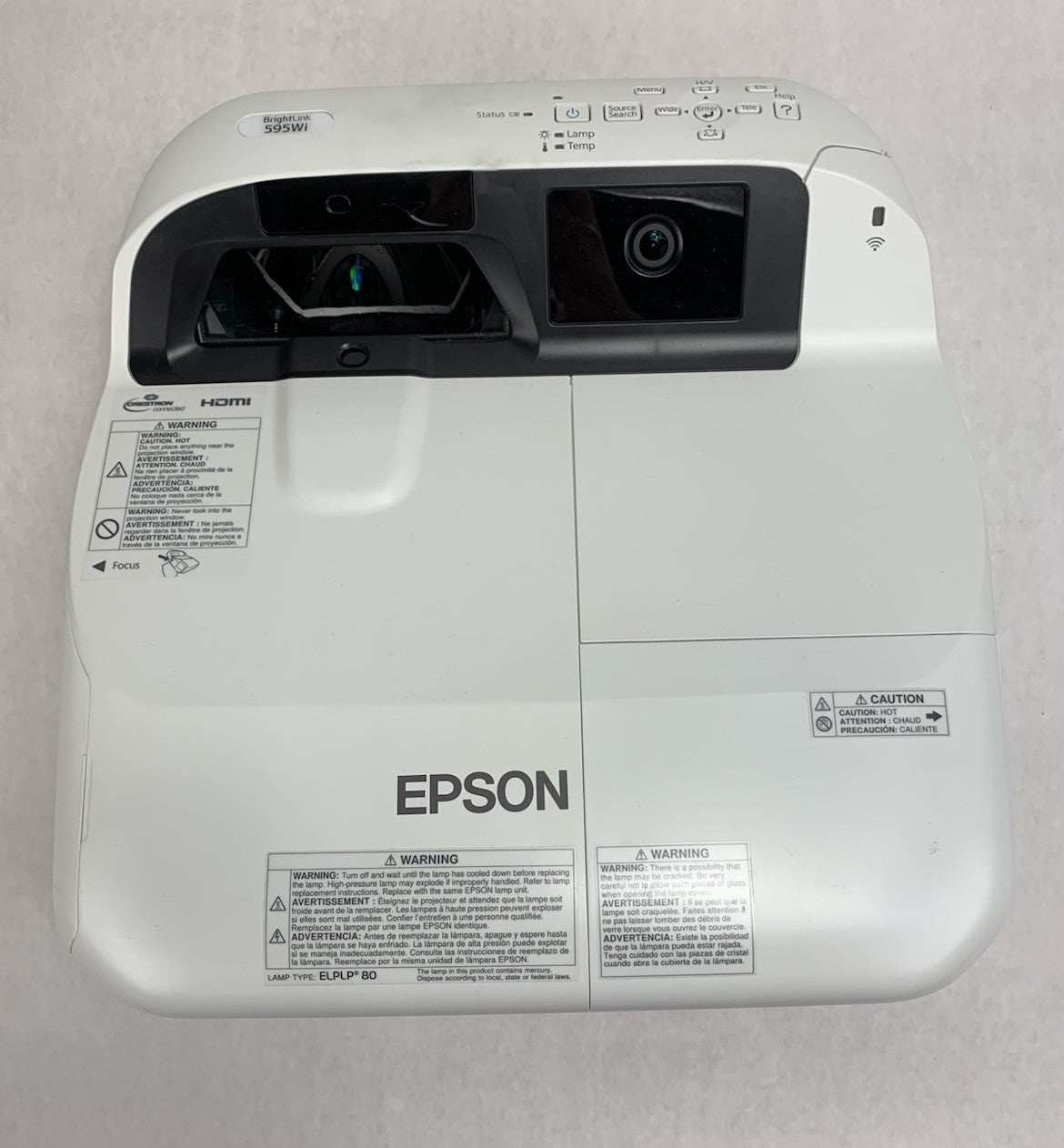 Epson H599A BrightLink 595Wi LCD Lamp Projector 1870 Lamp Hours No Remote5
