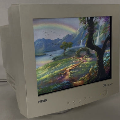 KDS 17" CRT Retro Gaming Monitor XF-70 Xflat Korea Data Systems Broken Stand