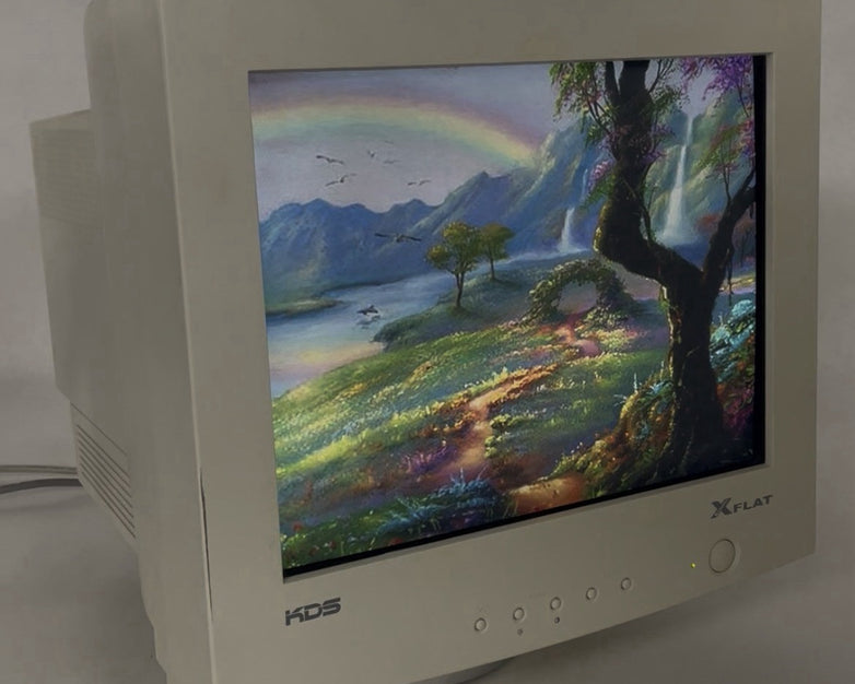 KDS 17" CRT Retro Gaming Monitor XF-70 Xflat Korea Data Systems Broken Stand