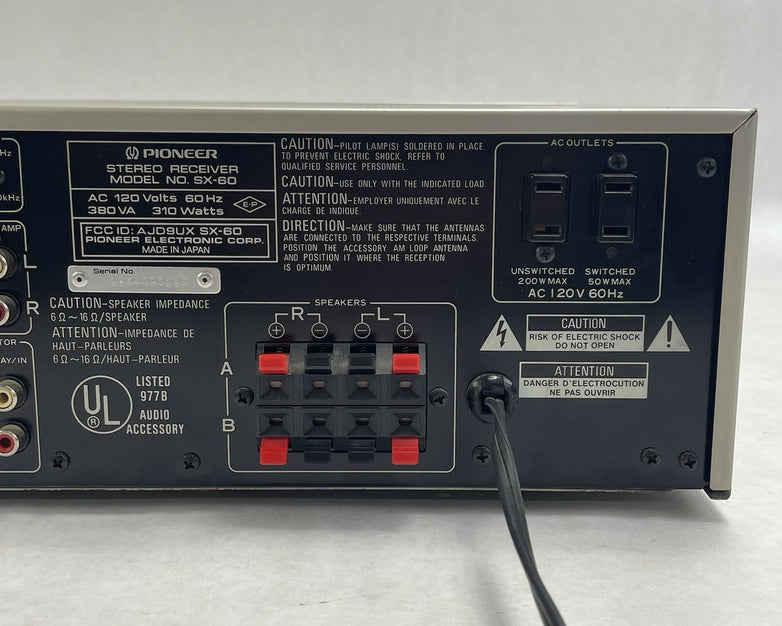 Pioneer SX-60 AV Receiver Amplifier  Tested