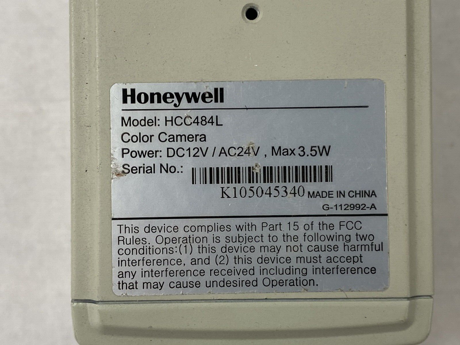 Honeywell HCC484L AC24V CCTV Color Camera 1/3" 2.8-8mm Lens For Parts or Repair