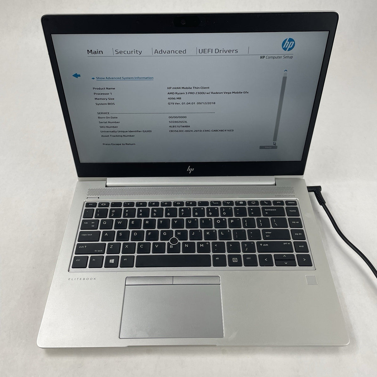 HP mt44 14" Ryzen 3 Pro 2300U 2.00 GHz 4 GB RAM No SSD/OS/AC/Batt2
