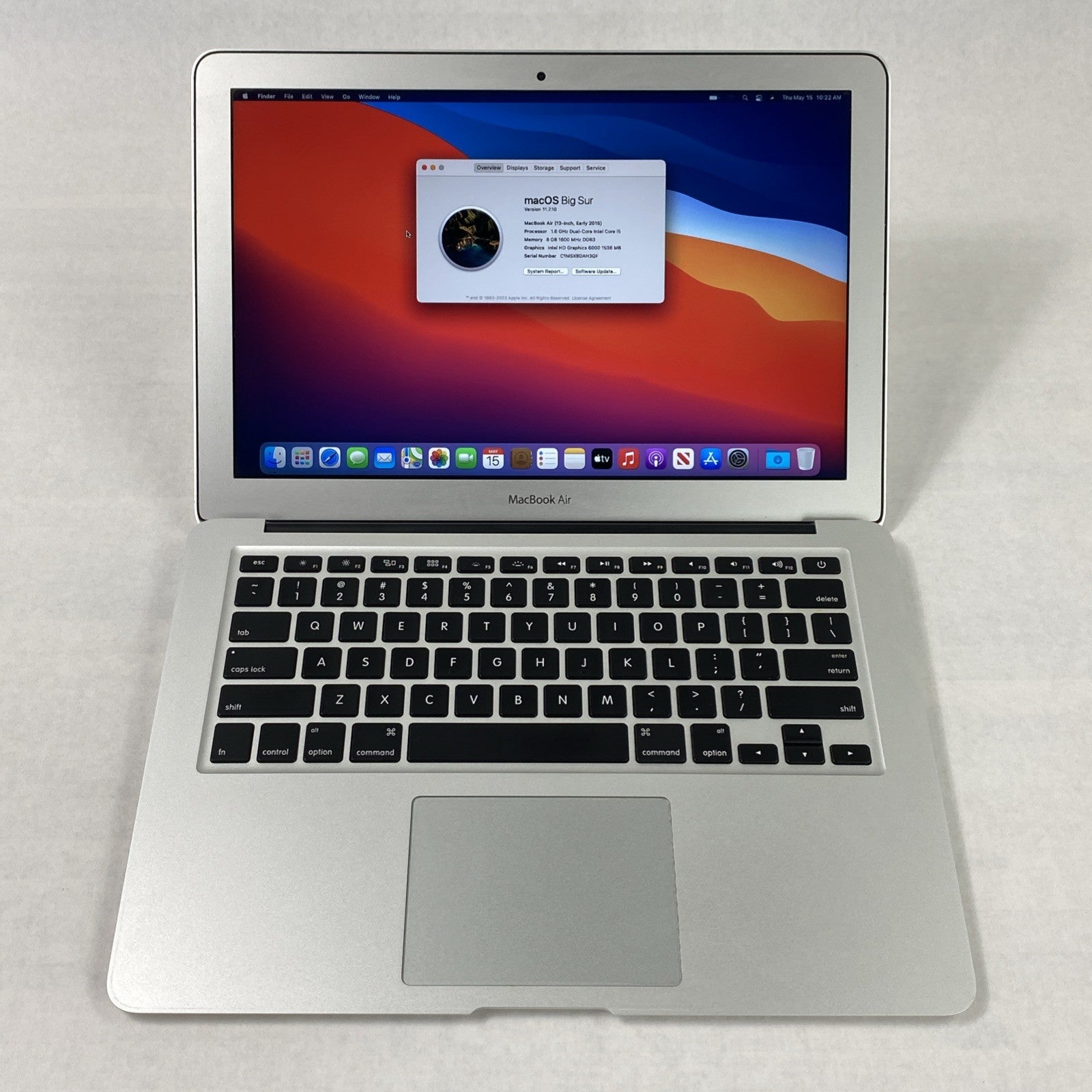 Apple MacBook Air A1466 2015 13" 1.6GHz i5 4GB RAM 256GB SSD os11.7.1 723 Cycles