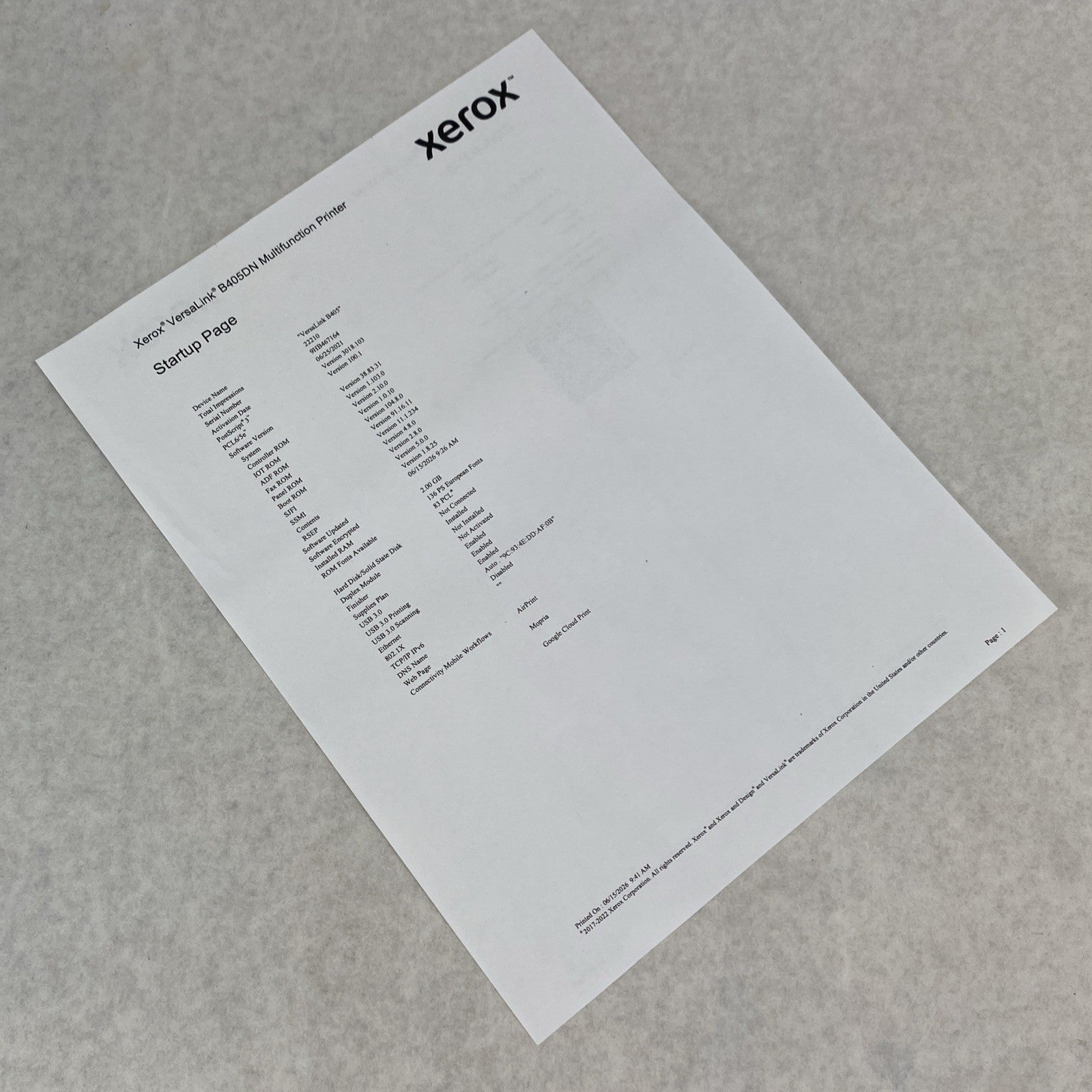 Xerox VersaLink B405 Monochrome B&W Multifunction Printer B405DN - Lot of 221