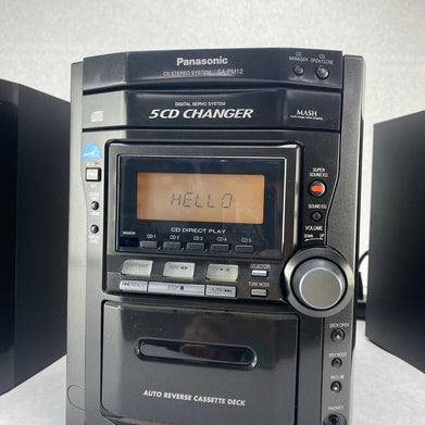 Panasonic SA-PM12 Mini Stereo 5 CD Cassette Tape SB-PM11 Speakers NO REMOTE