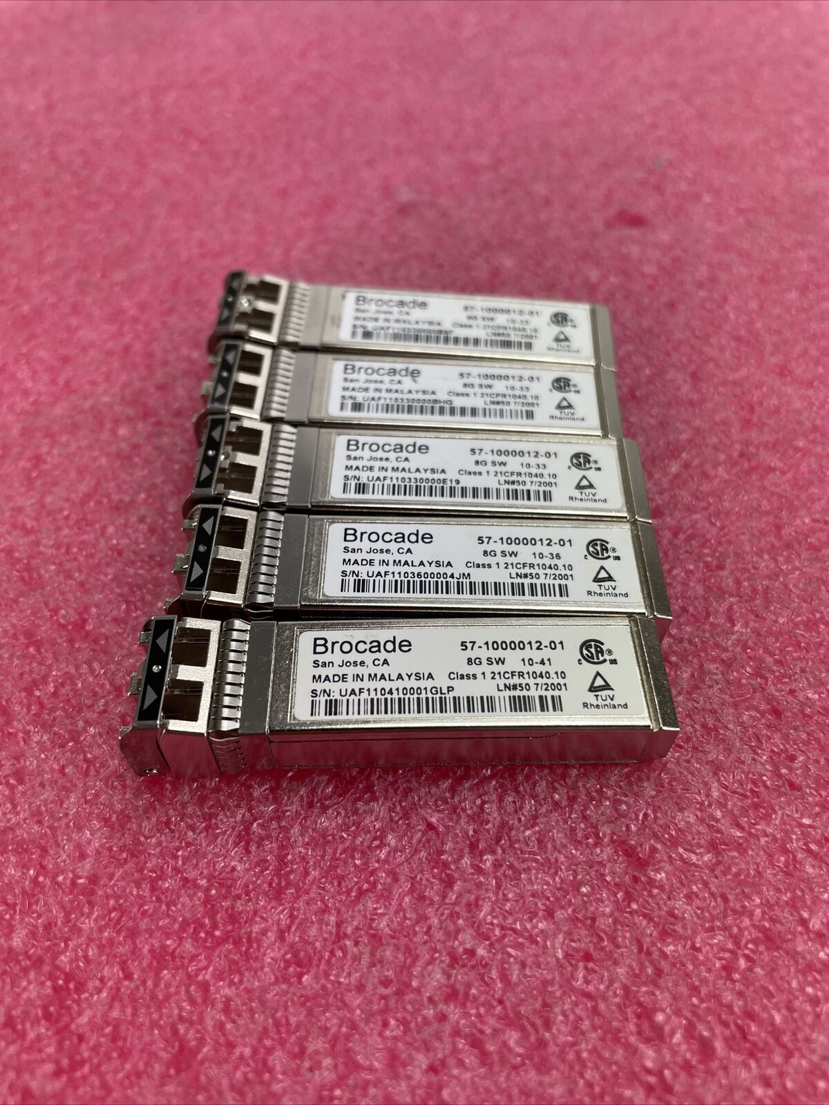 5 x Brocade 8G SW 57-1000012-01 8GB 850nm Optical Transceiver SFP Module