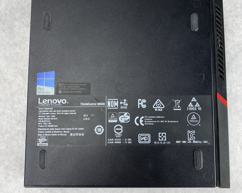 Lenovo ThinkCentre M600 Micro Pentium J3710 1.6GHz 4GB RAM No HDD OS Power Cord