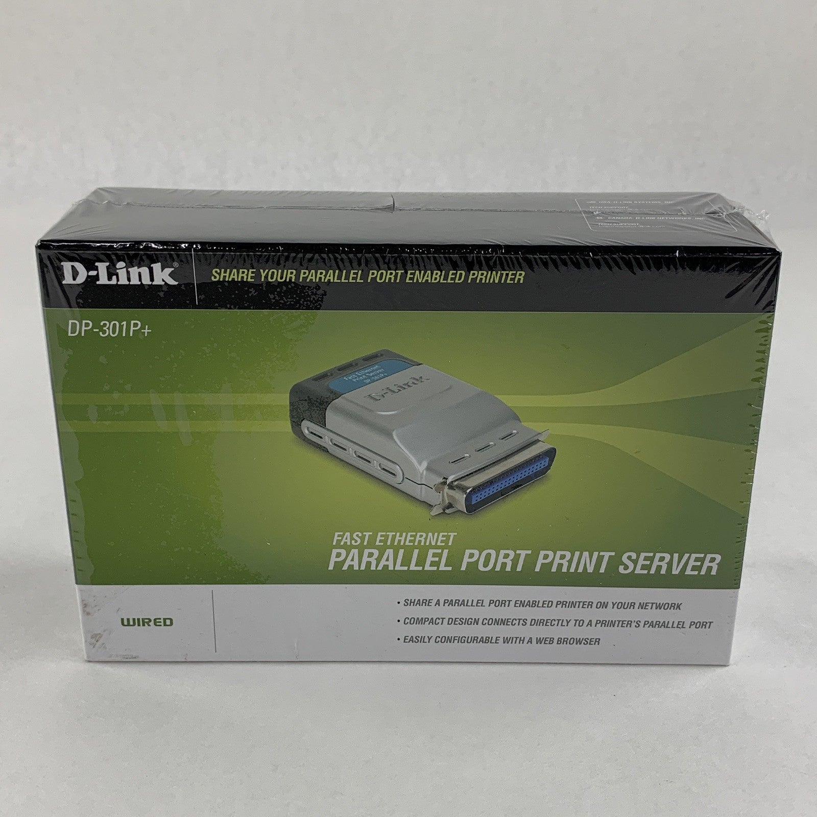 D-Link DP-301P+ Fast Ethernet Parallel 1 Centronics Port Print Server New
