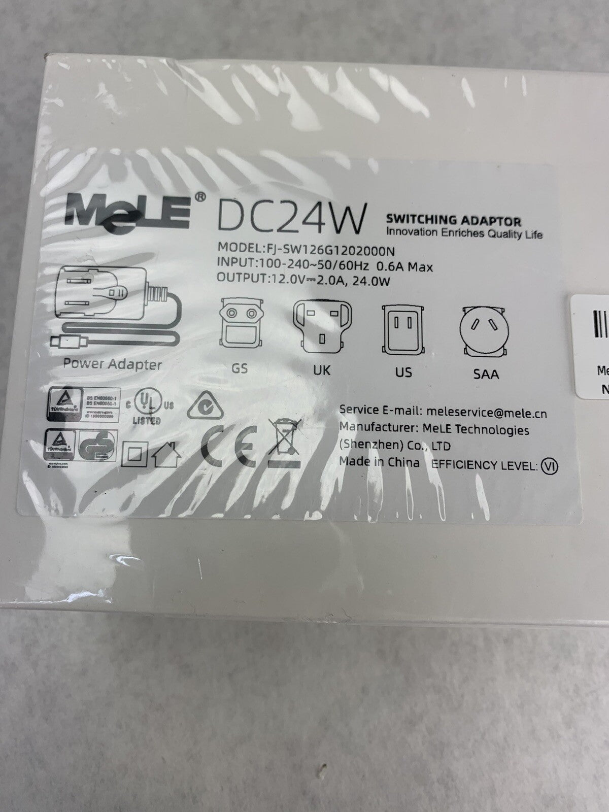 Mele FJ-SW126G1202000N Switching Adapter DC24W 12V