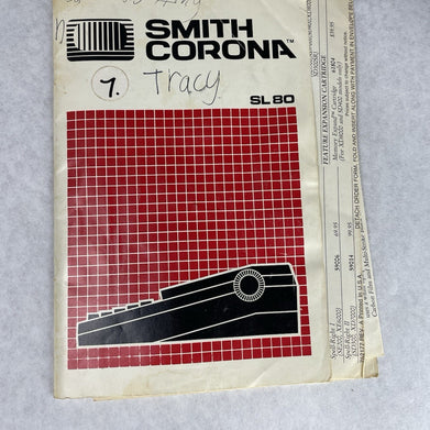 Smith Corona SL80 Electric Portable Typewriter With Case Parts or Repair