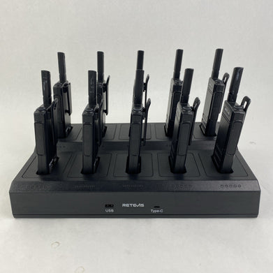 Retevis RB39P 10 Way Radios w/ Charging Base No AC Adapter Untested