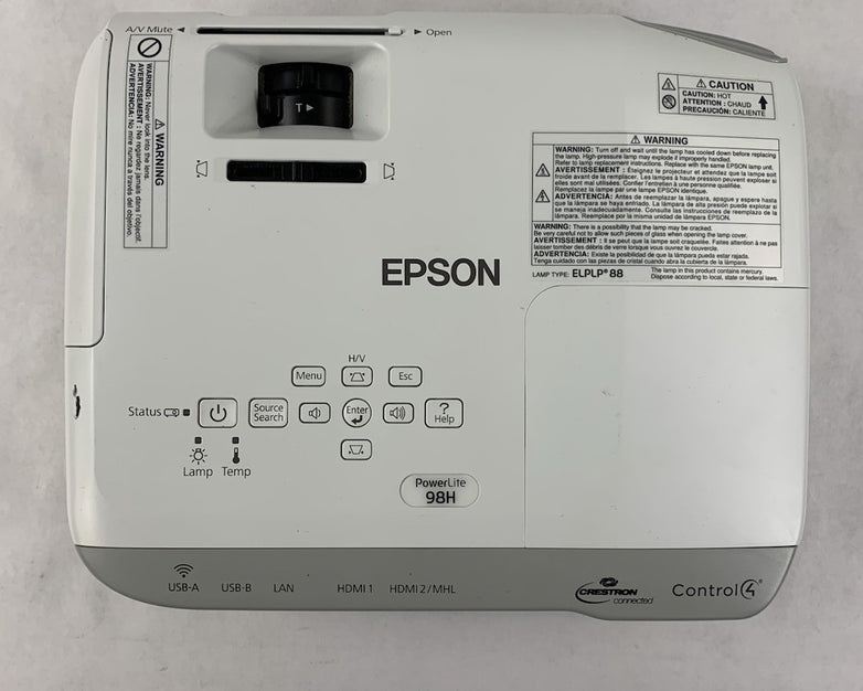 Epson PowerLite 98H H687A LCD Lamp Projector 2964 Lamp Hours - No Remote