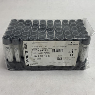 Vacuette 454297 4ml FX Sodium Flouride / Potassium Oxalate 50pcs Tubes - Empty