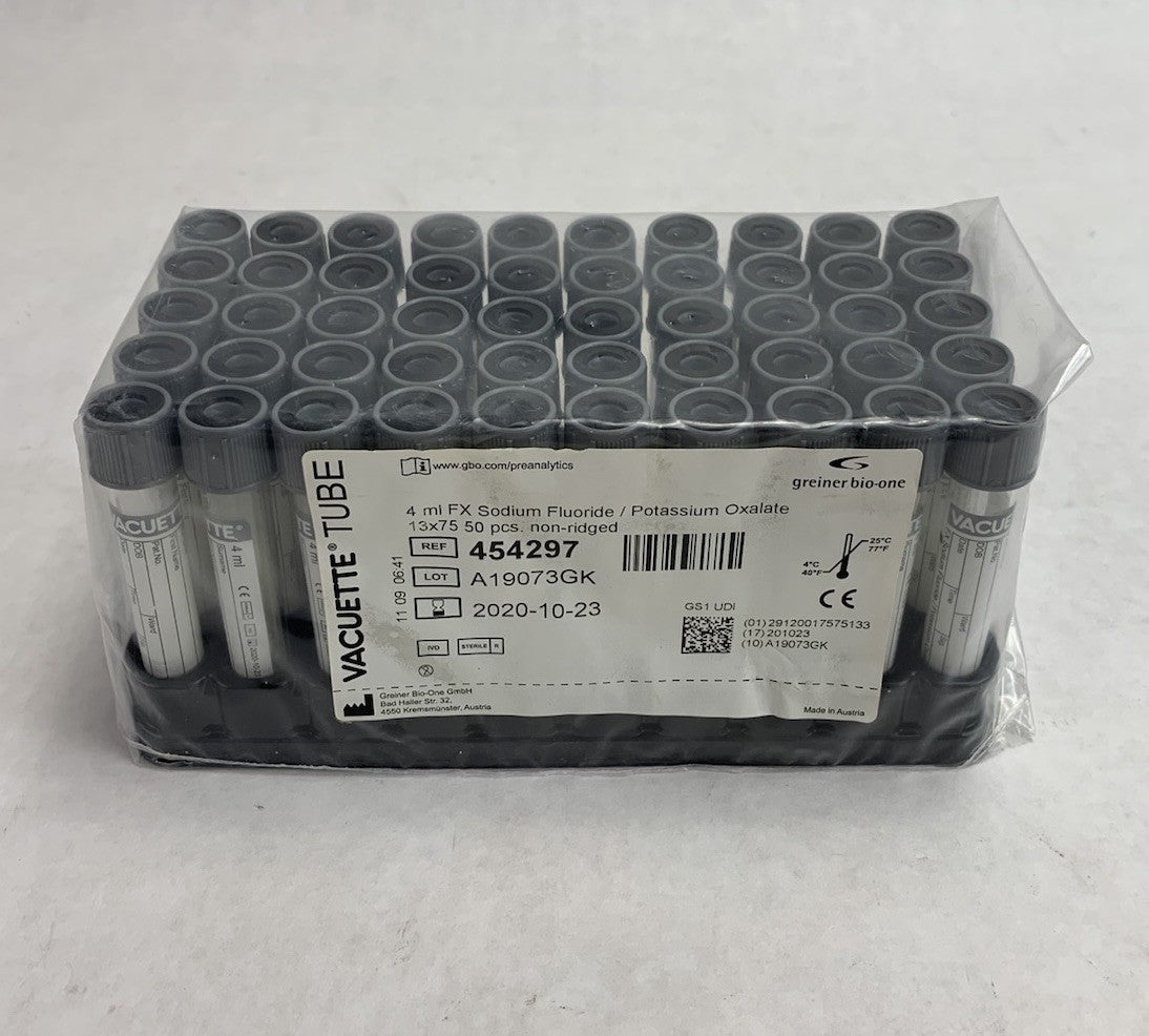 Vacuette 454297 4ml FX Sodium Flouride / Potassium Oxalate 50pcs Tubes - Empty1