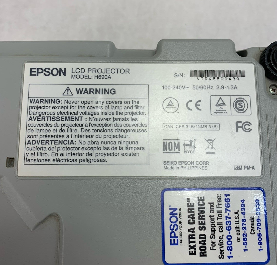 Epson PowerLite W29 H690A LCD Lamp Projector 3307 Lamp Hours - No Remote8