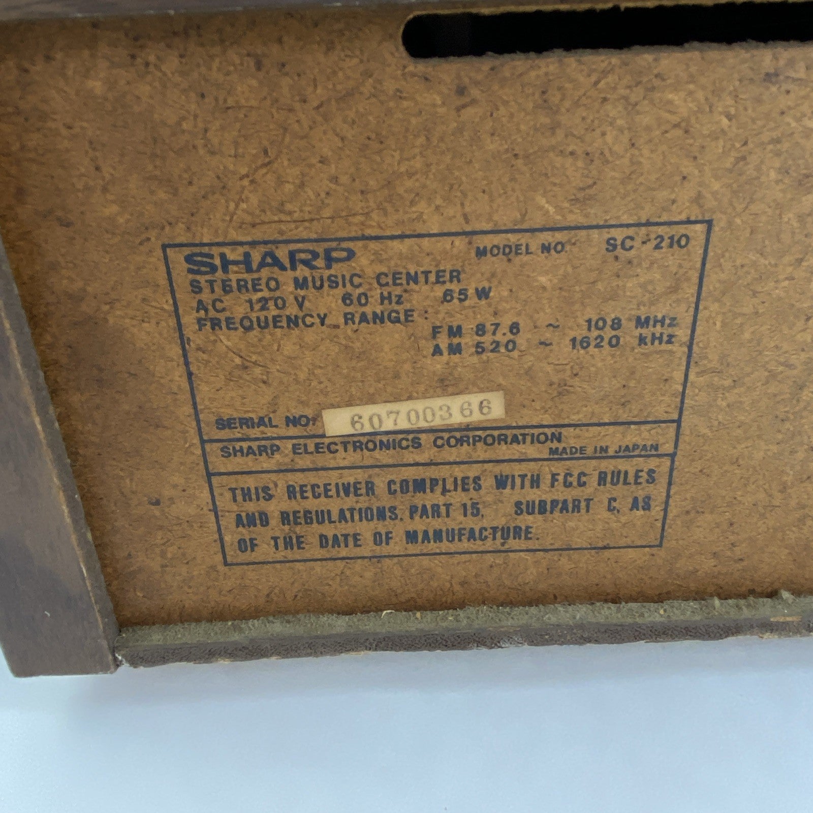 Sharp SC-2I0 Stereo Music Center Receiver Parts or Repair6
