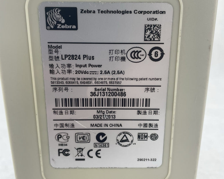 Zebra LP-2824 Desktop Thermal Label Printer- No Cords