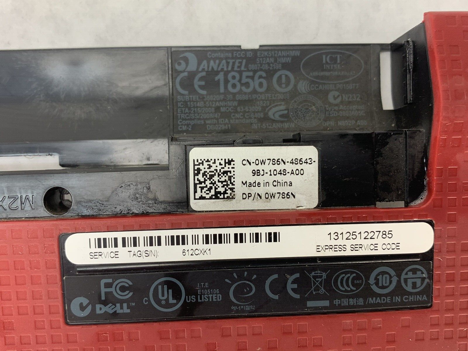 Genuine Dell Latitude 2100 Laptop Base Bottom Case R243R Red