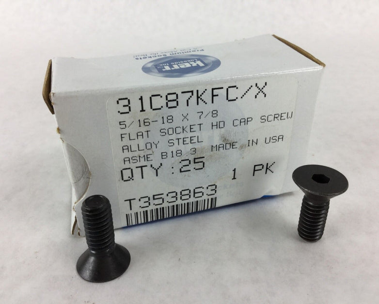 kerr ASME B18.3 5/16-18 x 7/8 Flat Socket HD Cap Screw Alloy Steel Box Qty: 25