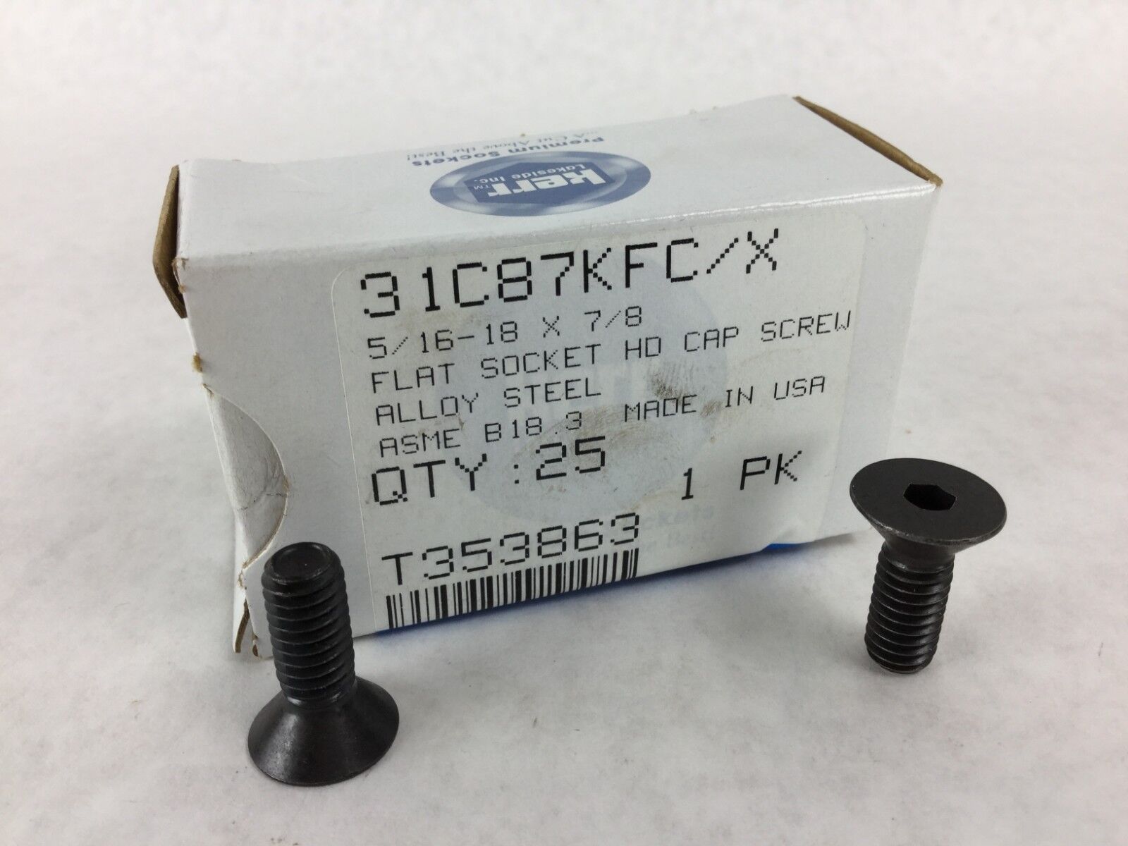 kerr ASME B18.3 5/16-18 x 7/8 Flat Socket HD Cap Screw Alloy Steel Box Qty: 25