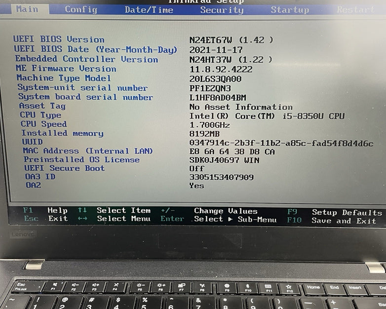 Lenovo ThinkPad T480 14" i5-8350U 1.70 GHz 8 GB RAM No SSD/OS/AC/Batt- No Bottom