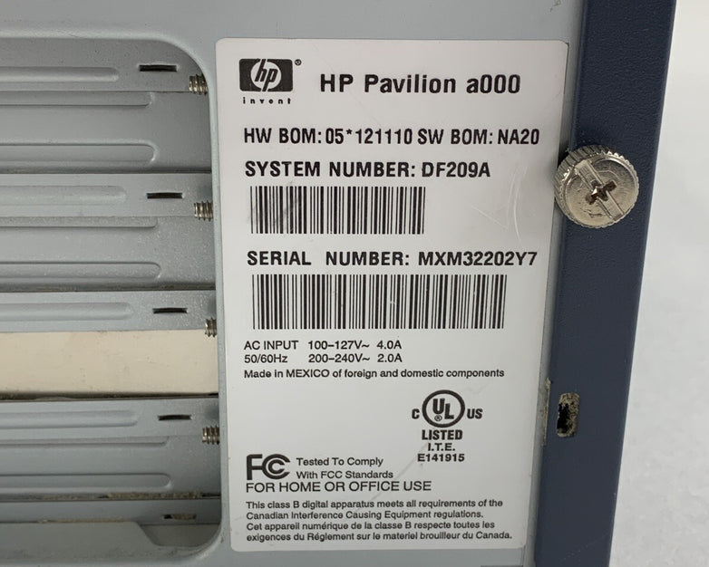 HP Pavilion a200n MT Intel Celeron 2.40 GHz 768 MB RAM No HDD No OS