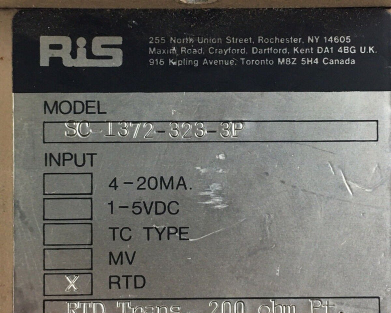 Ris SC-1372-323-3P Isolated Rtd Transmitter 4-20MA 115 VAC 4W 200 Ohm Untested