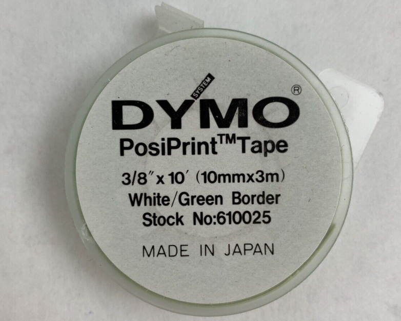 Dymo 610025 Esselte PosiPrint Labeling Tape White Green Border 3/8"x10" 10 Rolls