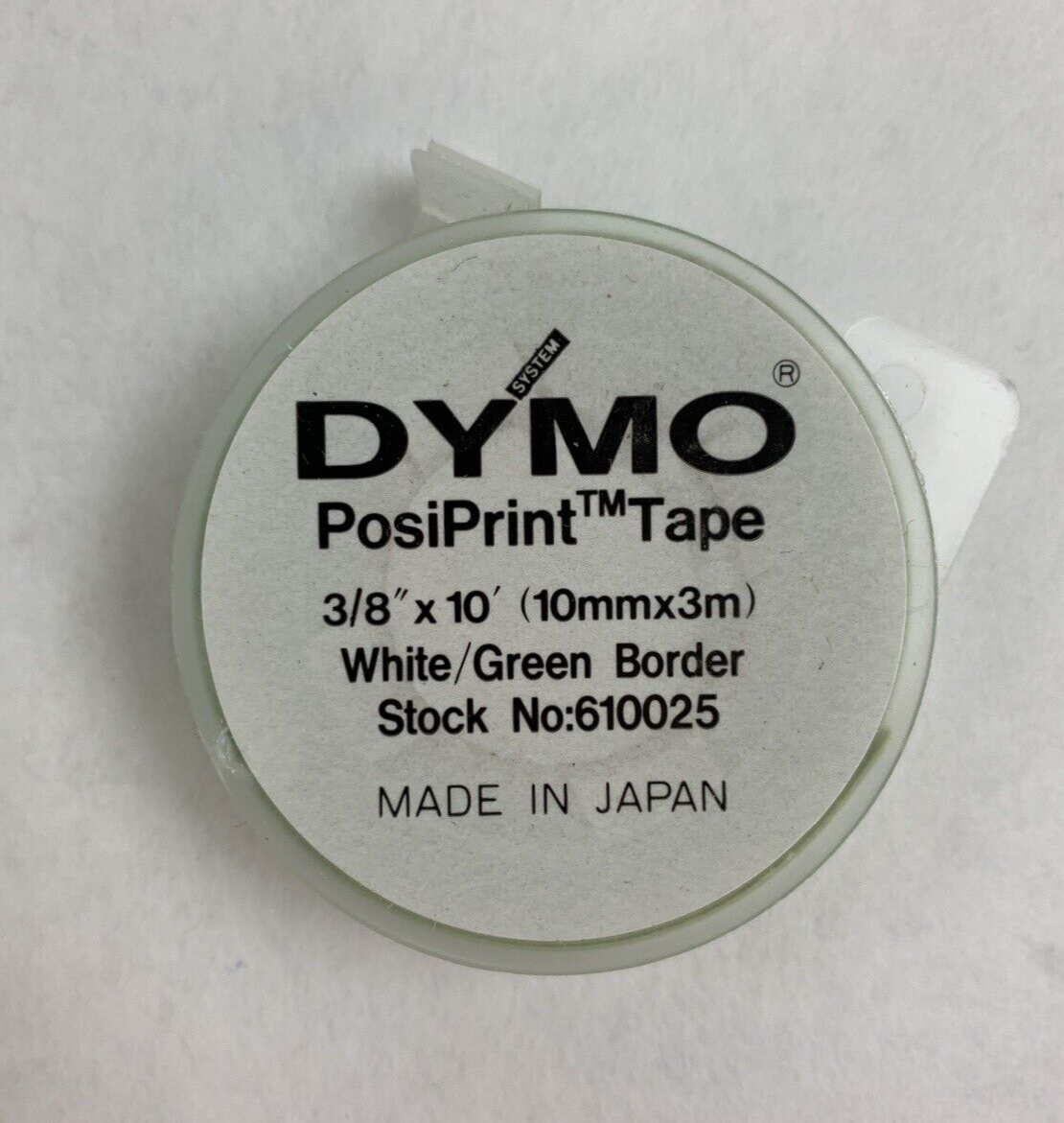 Dymo 610025 Esselte PosiPrint Labeling Tape White Green Border 3/8"x10" 10 Rolls