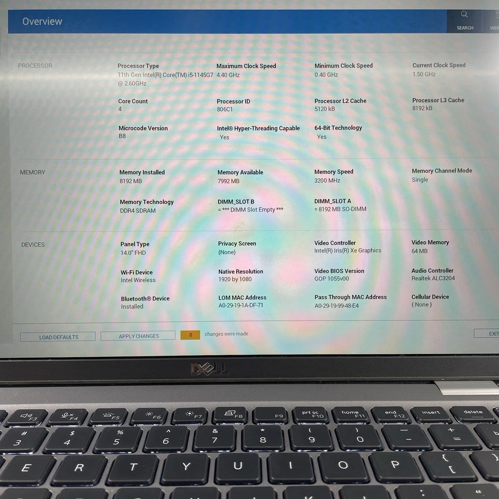 Dell Latitude 5420 14" i5-1145G7 2.60 GHz 8 GB RAM No SSD/OS/AC/Batt2