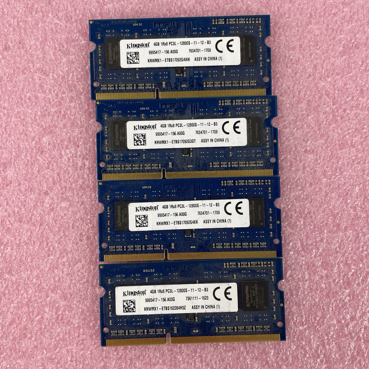 Kingston 4GB DDR3L-1600 PC3L-12800S SODIMM Laptop RAM 9995417-156 Lot of 41