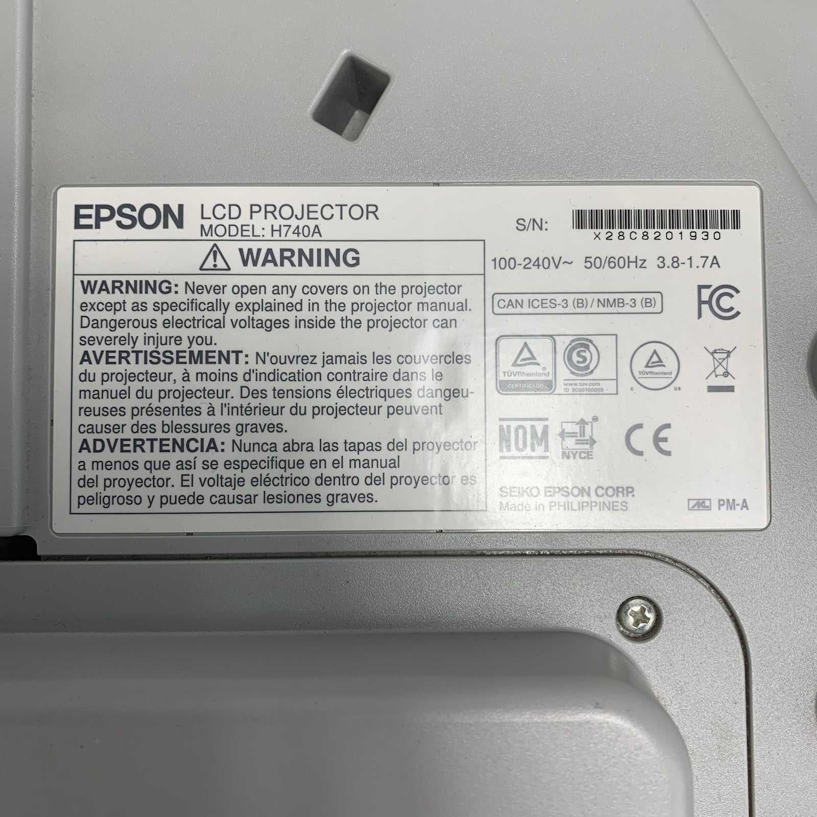 Epson PowerLite 695Wi H740A LCD Lamp Projector 220 Lamp Hours - No Remote7